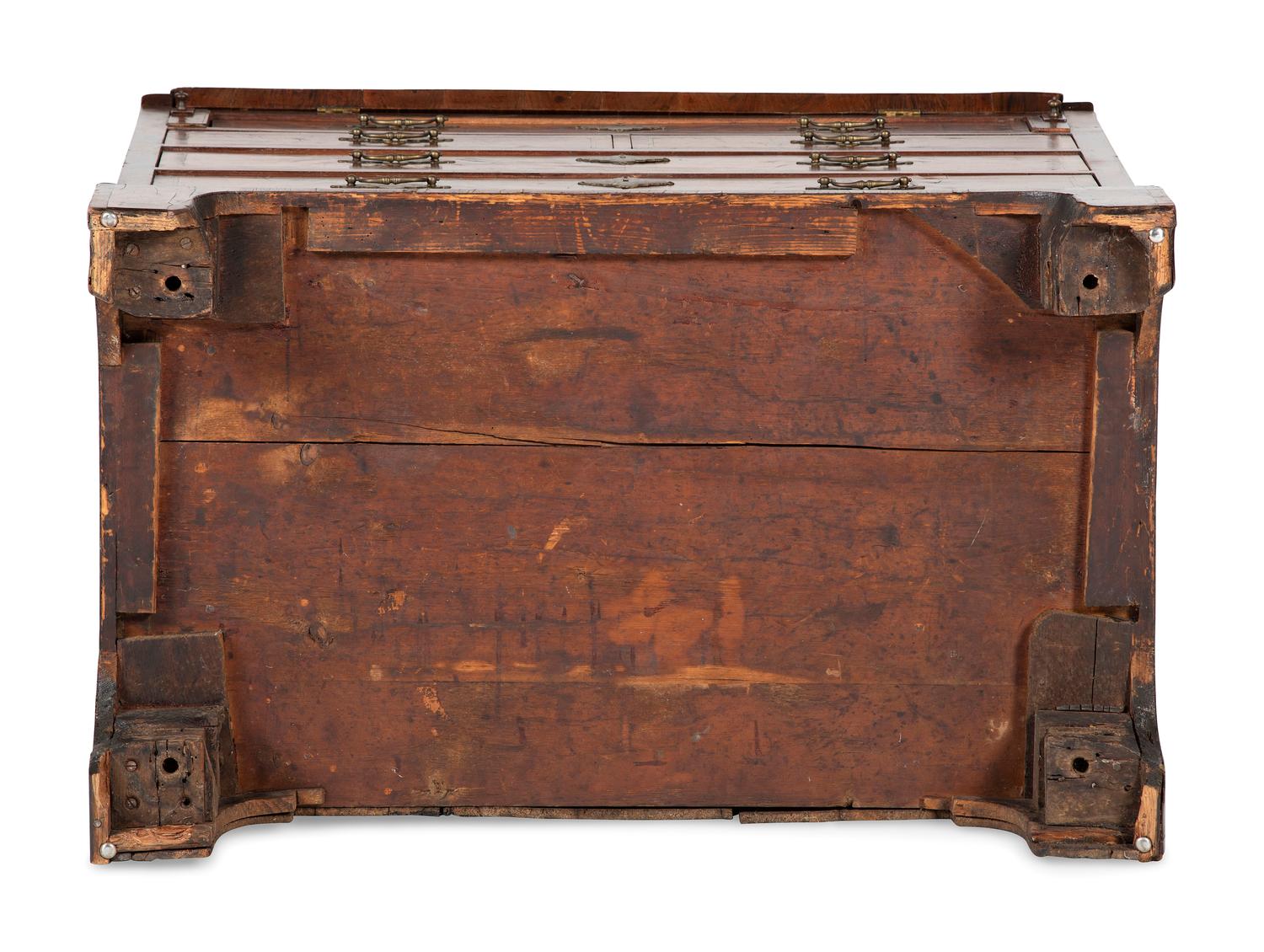 A George II Burl Walnut Slant Front Secretary Bookcase