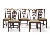 A Set of Five Chippendale Mahogany Side Chairs