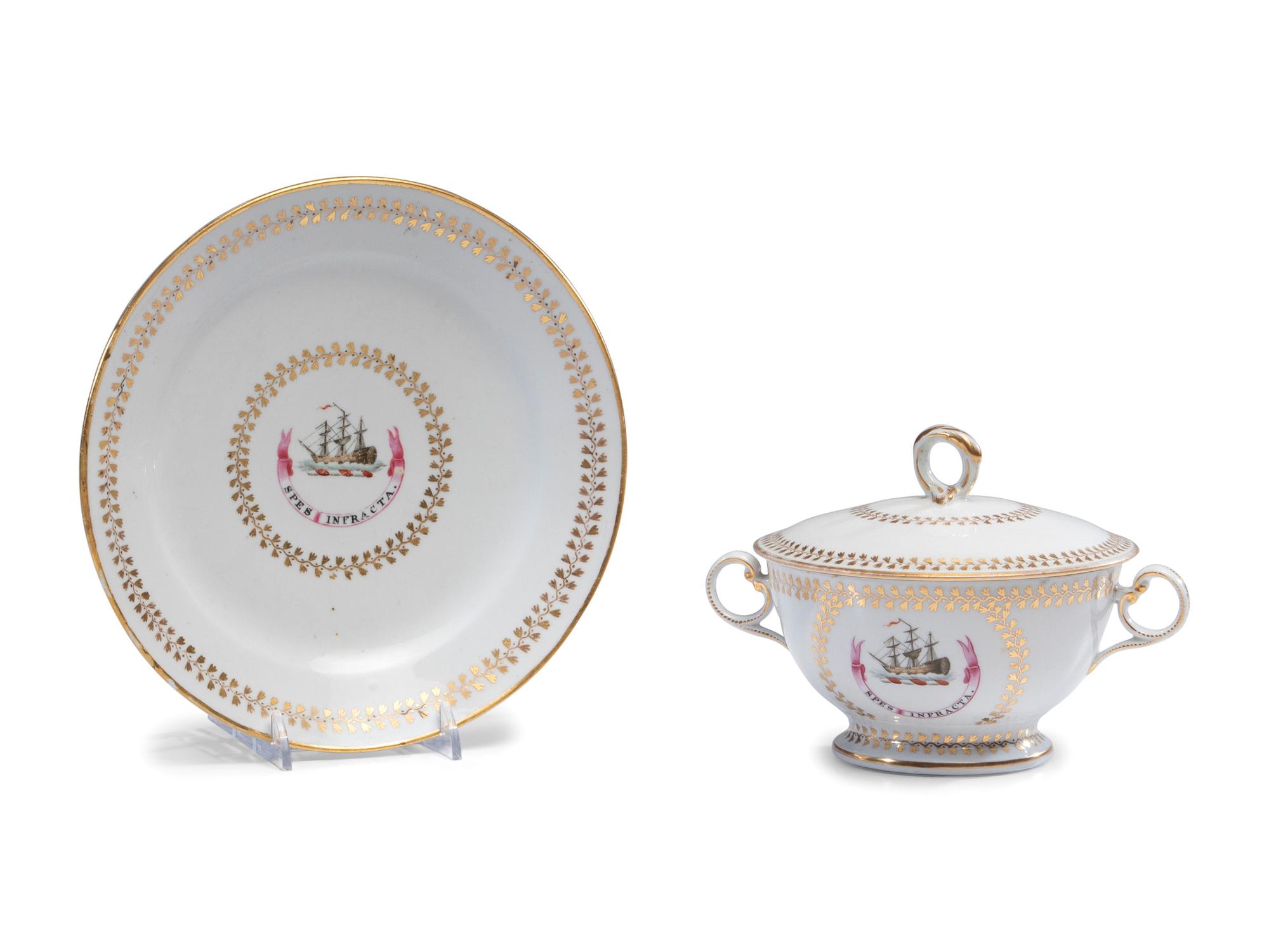 A Chamberlains Worcester Porcelain Sauce Tureen with Underplate
