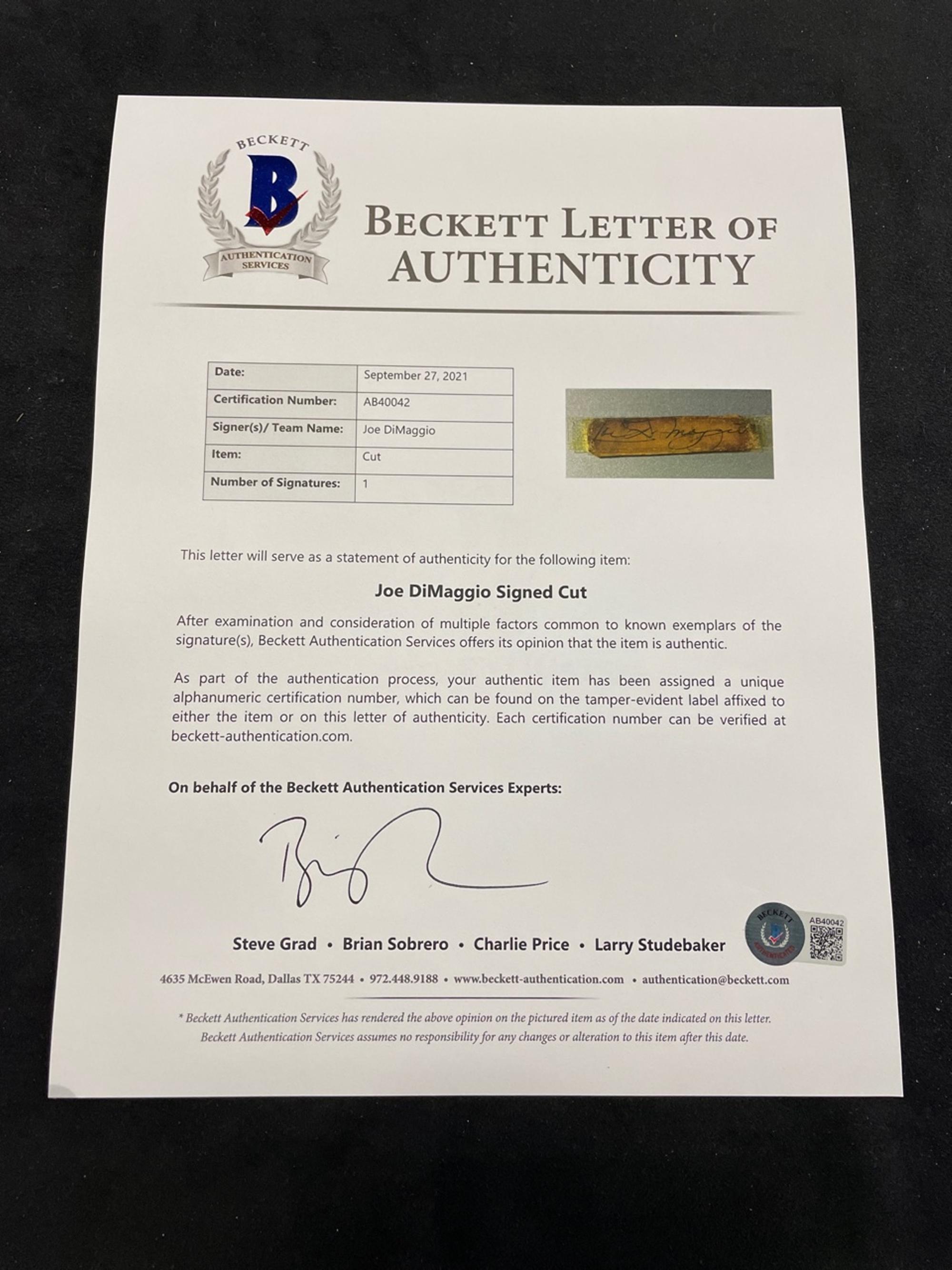 A Group of Three Vintage Baseball Hall of Fame Signed Autograph Cuts, Including Connie Mack, Chief Bender and Joe DiMaggio (Beckett Authentication Services BAS Certified),