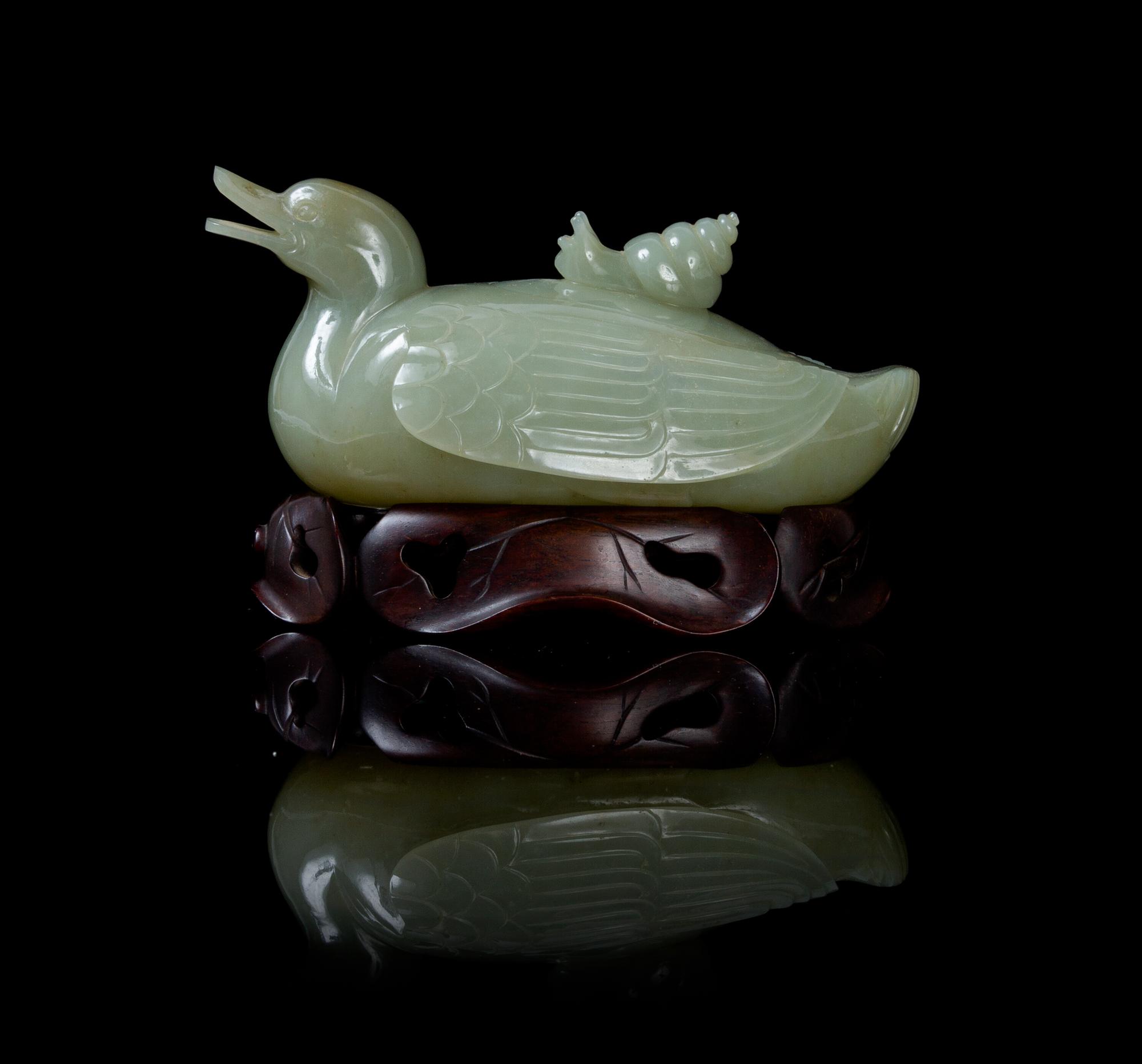 A Celadon Jade Box and Cover Length 6 inches.