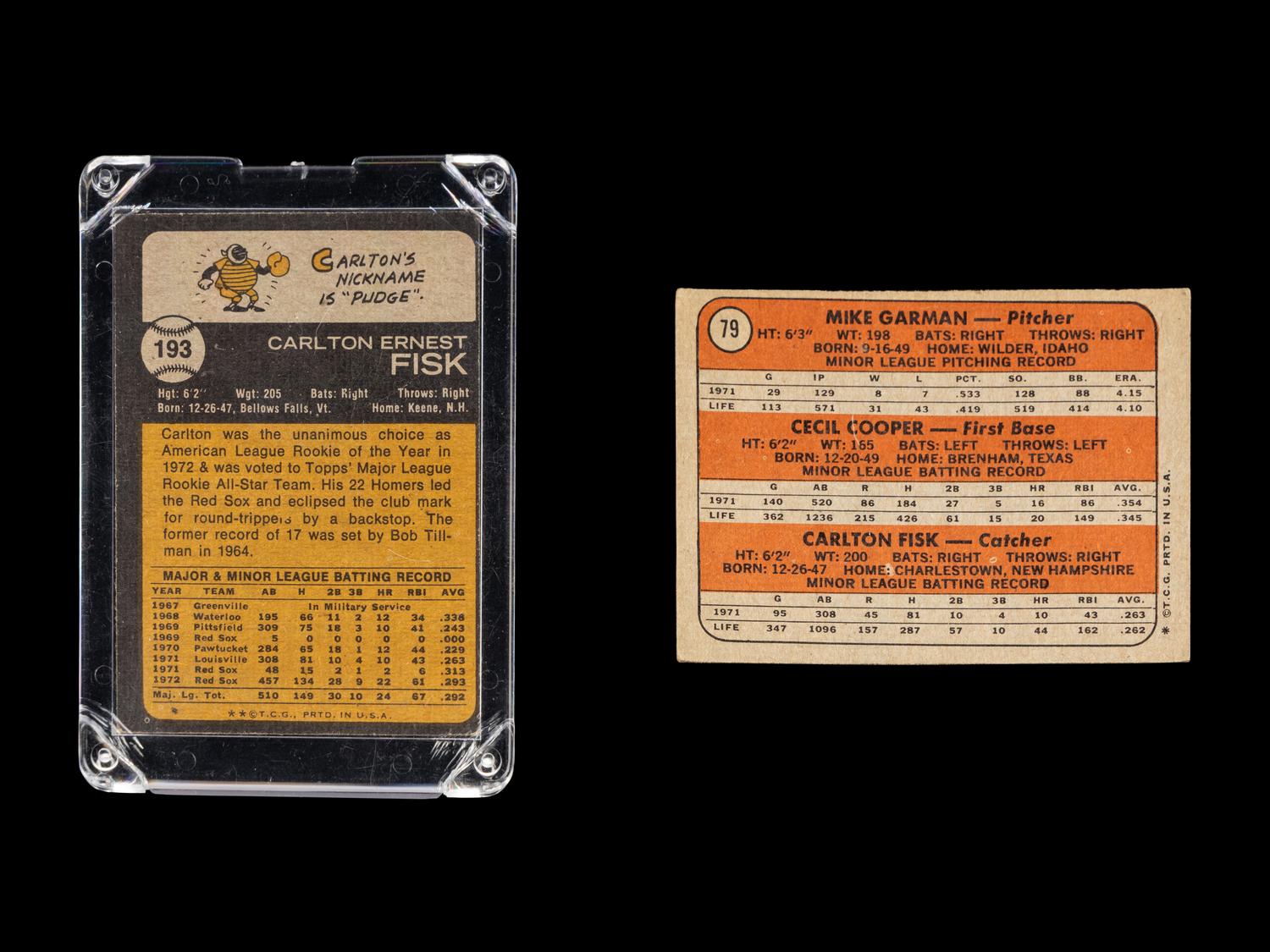 A Group of Carlton Fisk Items Including a Signed 1973 Topps Baseball Card,