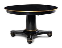 A Biedermeier Black Painted and Parcel-Gilt Pedestal Dining Table