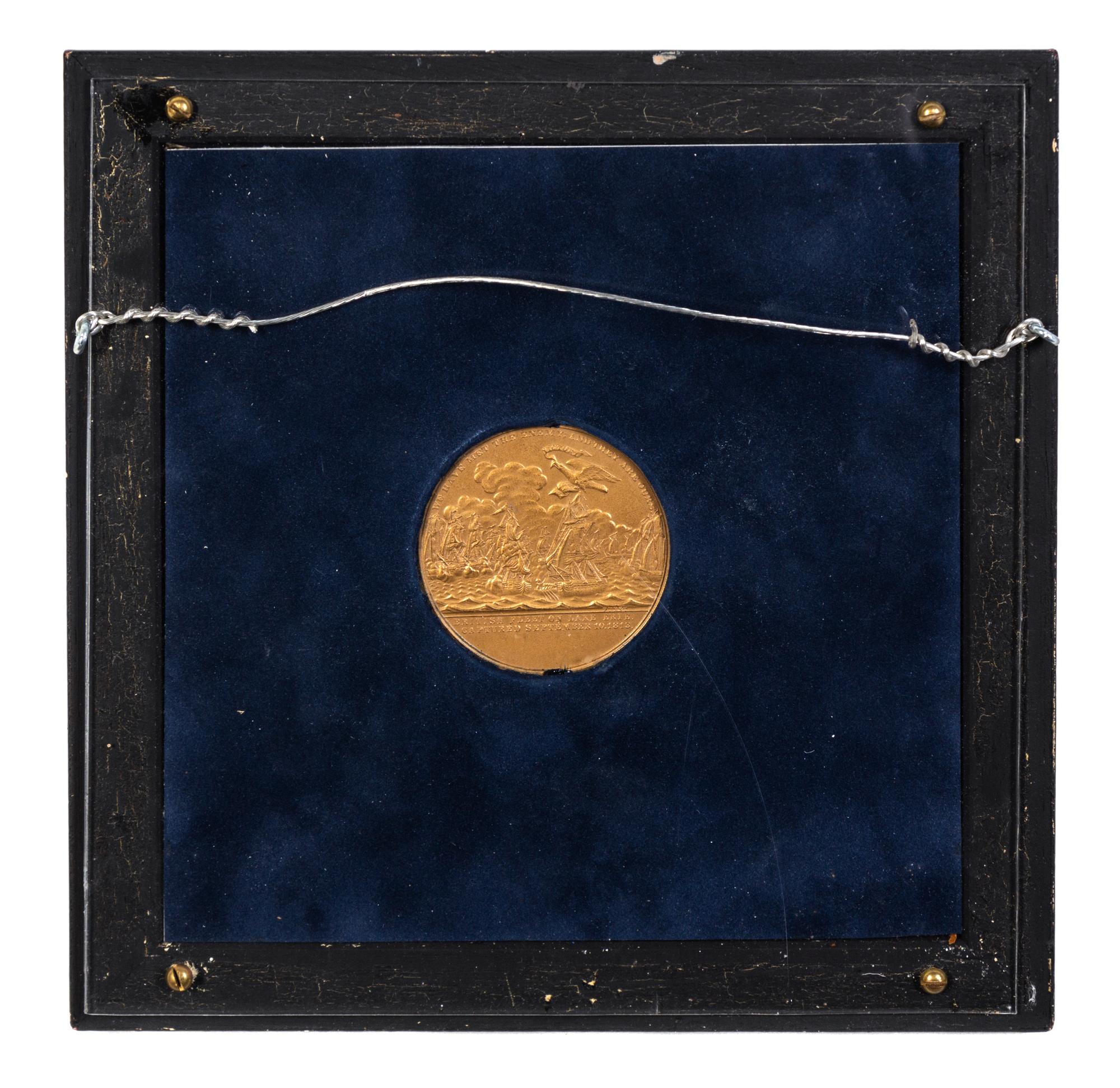 An American Framed Bronze Commemorative Medal Diameter of medal 2 1/4 inches.