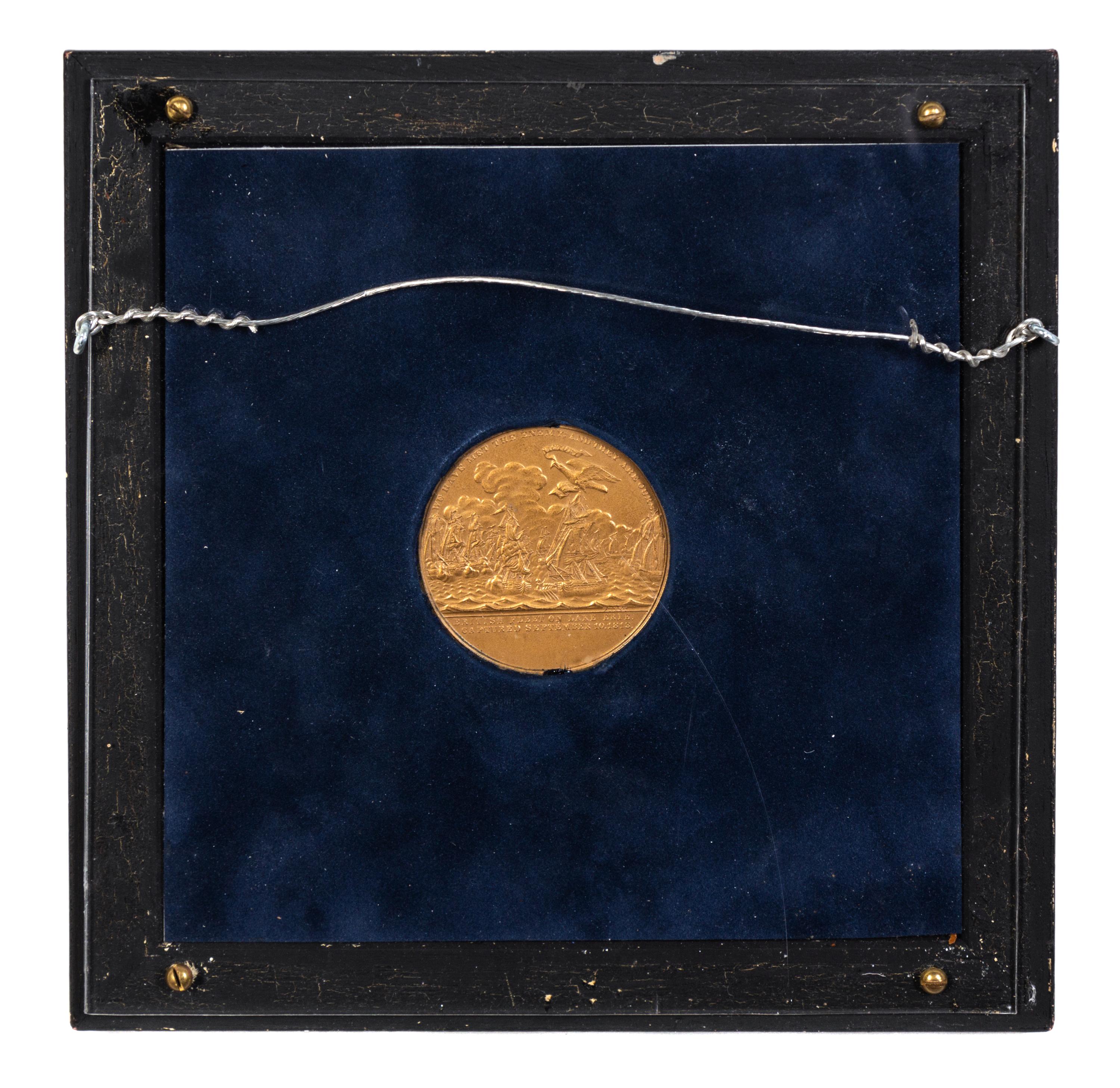 An American Framed Bronze Commemorative Medal Diameter of medal 2 1/4 inches.