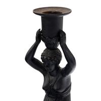 A Pair of Grand Tour Patinated Metal Figural Candlesticks