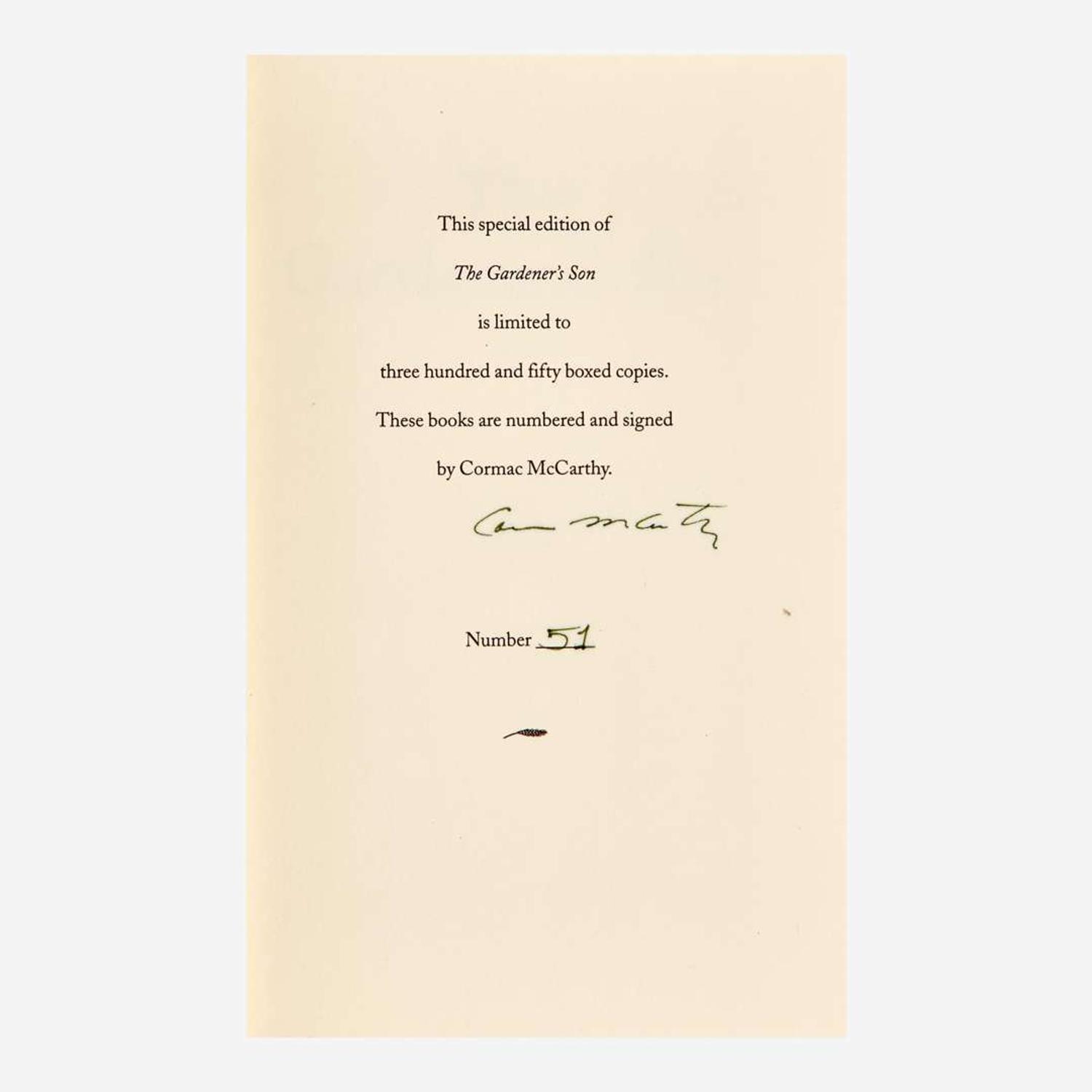 [Literature] McCarthy, Cormac Group of 3 Titles in 4 Volumes