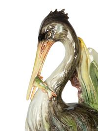 A Continental Majolica Pelican Umbrella Stand in the Manner of Joseph Holdcroft — 19th Century