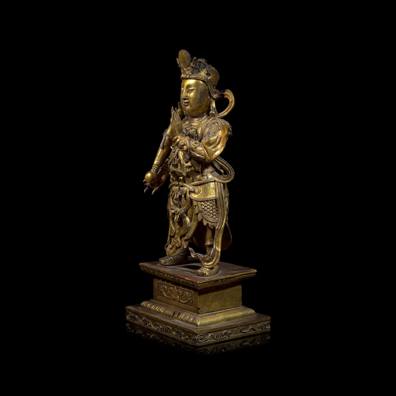 A Chinese Gilt Bronze Figure of Weituo Pusa , Ming Dynasty 明 鎏金銅韋陀