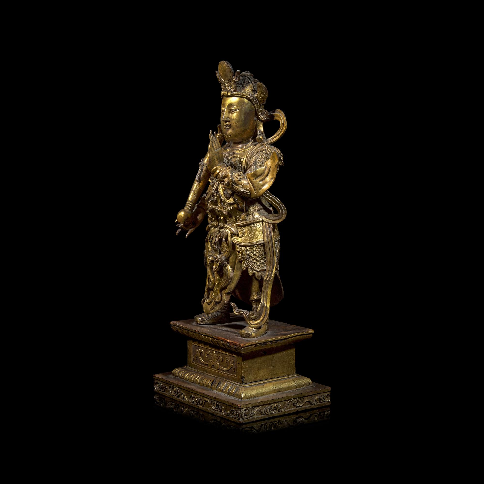 A Chinese Gilt Bronze Figure of Weituo Pusa , Ming Dynasty 明 鎏金銅韋陀