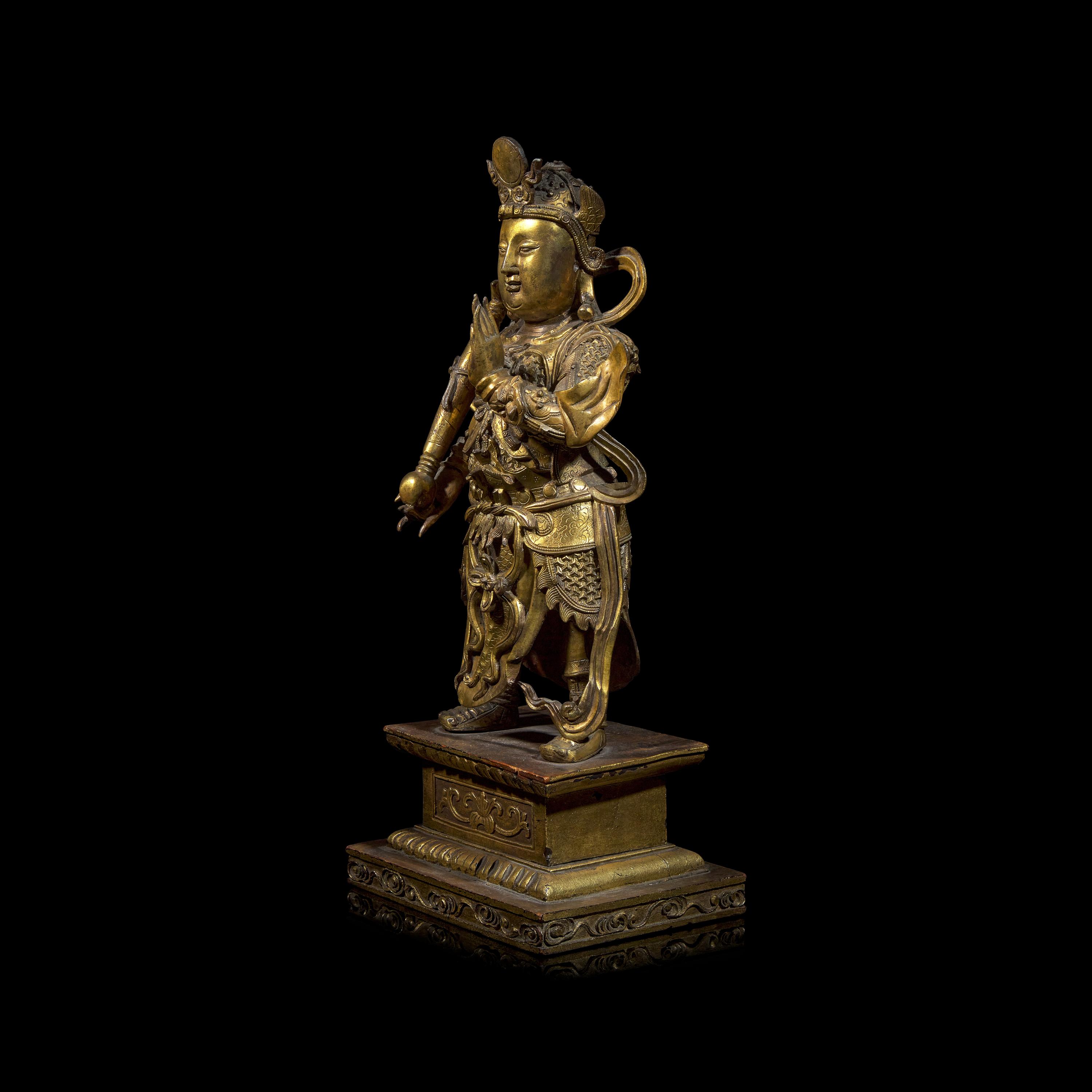 A Chinese Gilt Bronze Figure of Weituo Pusa , Ming Dynasty 明 鎏金銅韋陀