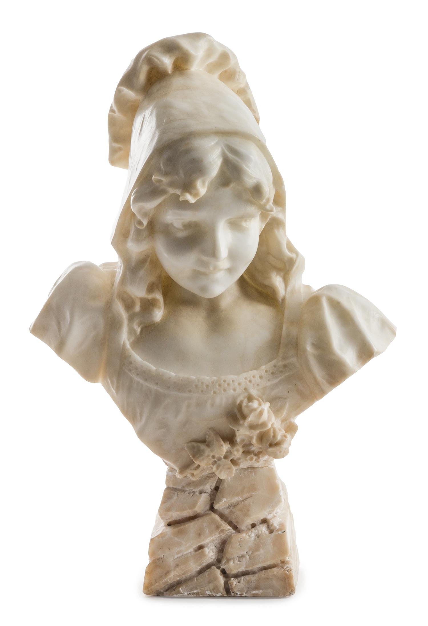 An Italian Carved Marble Bust Height overall 22 inches. — LATE 19TH CENTURY