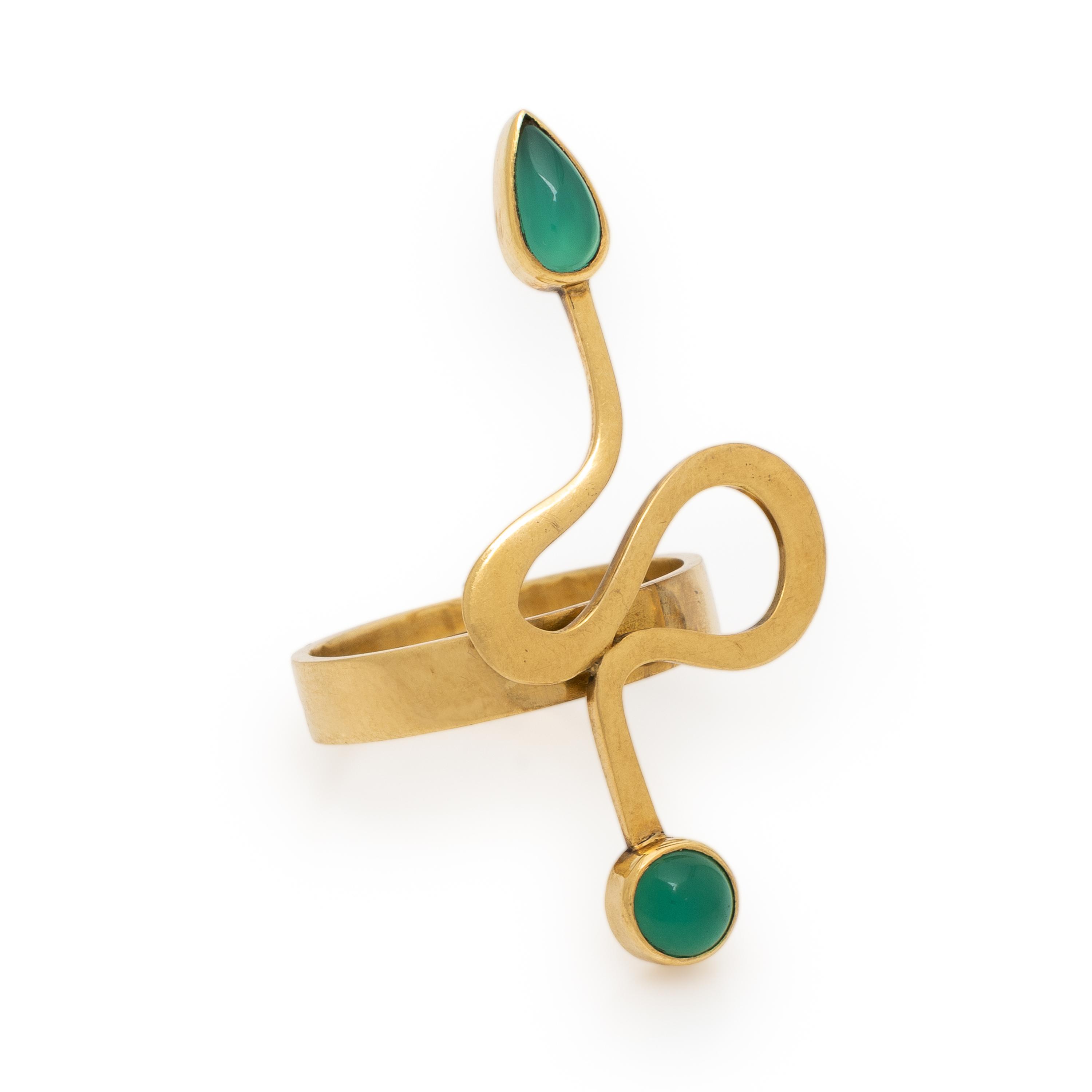 Wendy Ramshaw, Yellow Gold and Chrysoprase Snake Ring