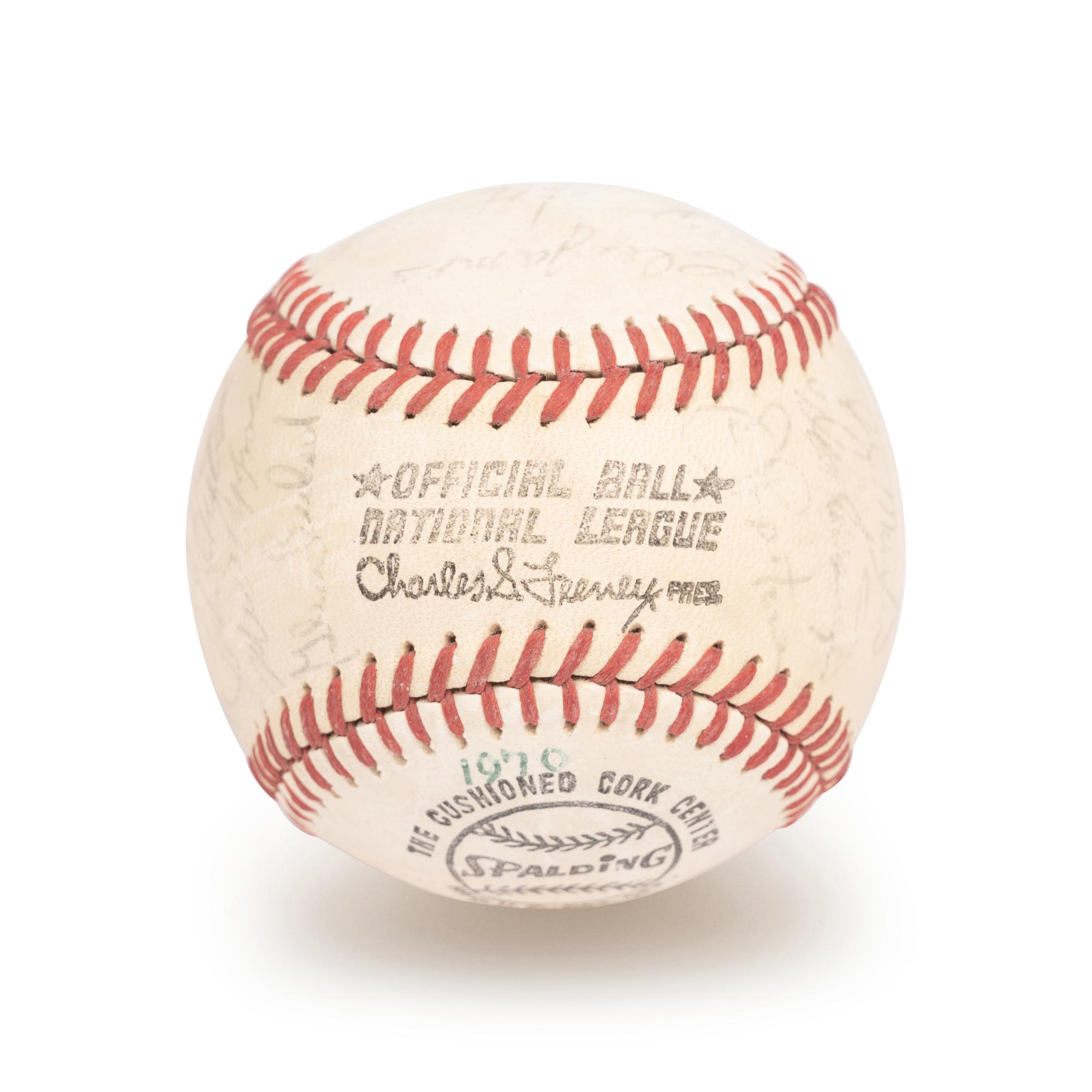A 1970 Chicago Cubs Team Signed Autograph Baseball Including Ernie Banks, Leo Durocher, Bill Williams, Fergie Jenkins and Ron Santo (Beckett Authentication Services Letter BAS Certified),