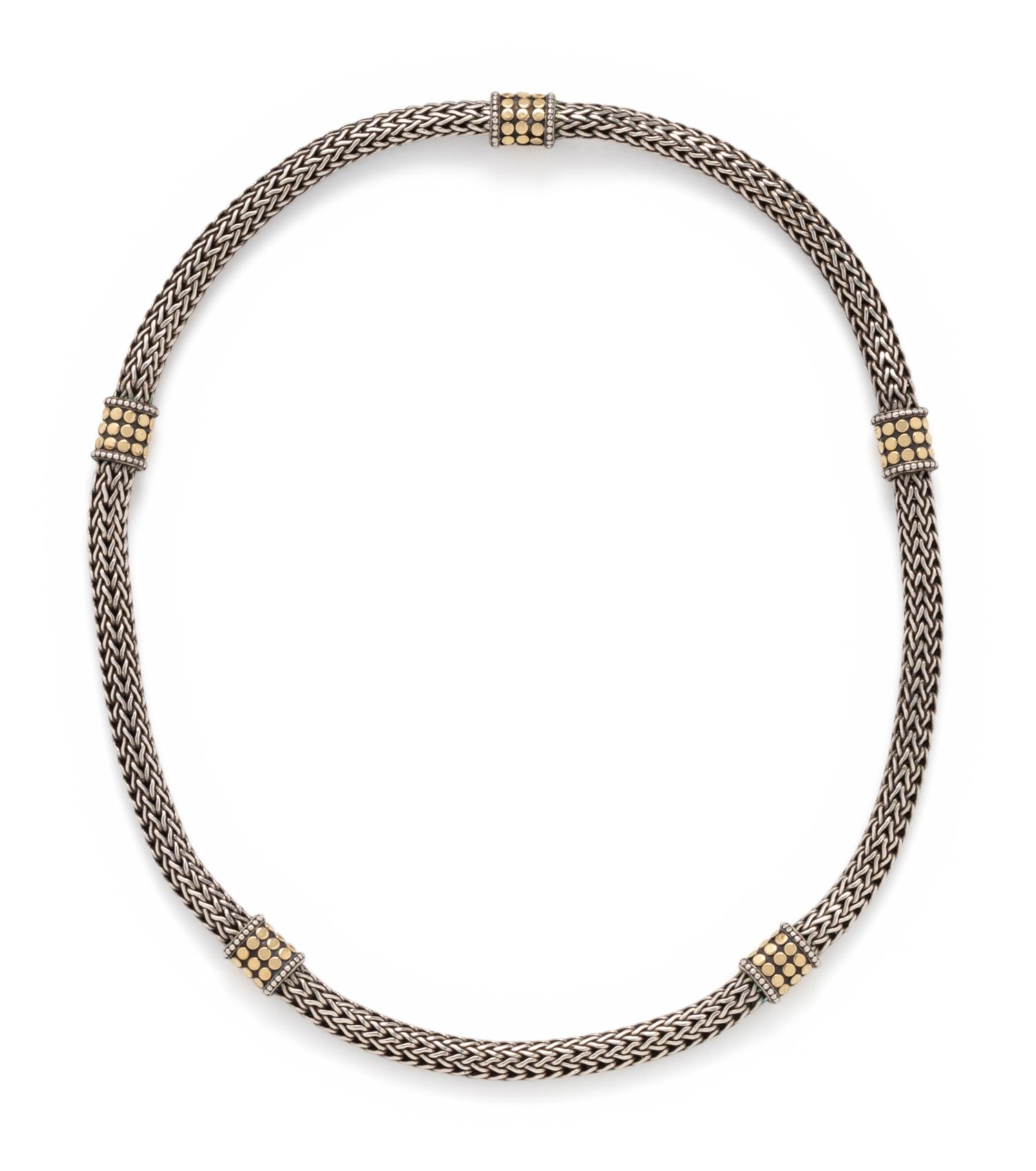 JOHN HARDY, STERLING SILVER AND YELLOW GOLD NECKLACE