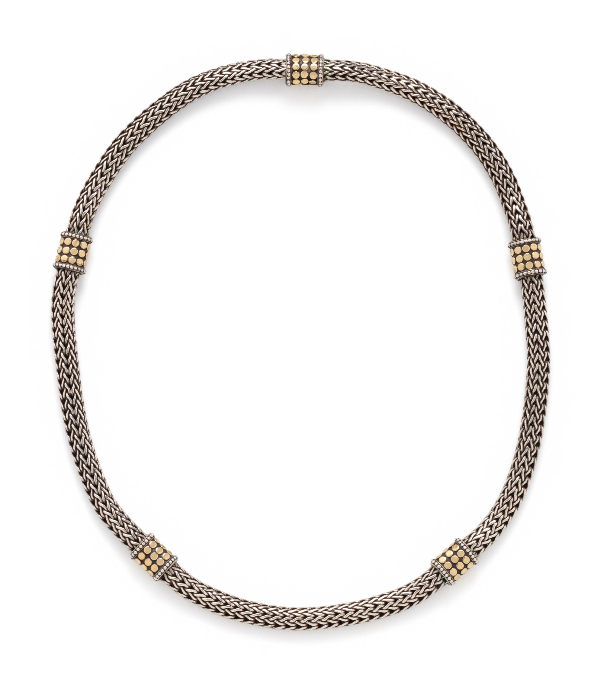 JOHN HARDY, STERLING SILVER AND YELLOW GOLD NECKLACE