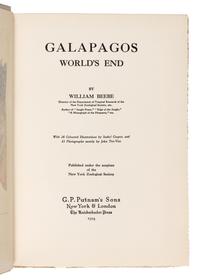 BEEBE, Charles William (1877-1962). Galapagos. World's End. New York: G.P. Putnam's at the Knickerbocker Press, 1924.
