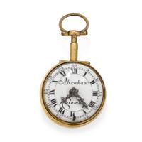 ABRAHAM COLOMBY, PASTE AND ENAMEL OPEN FACE POCKET WATCH