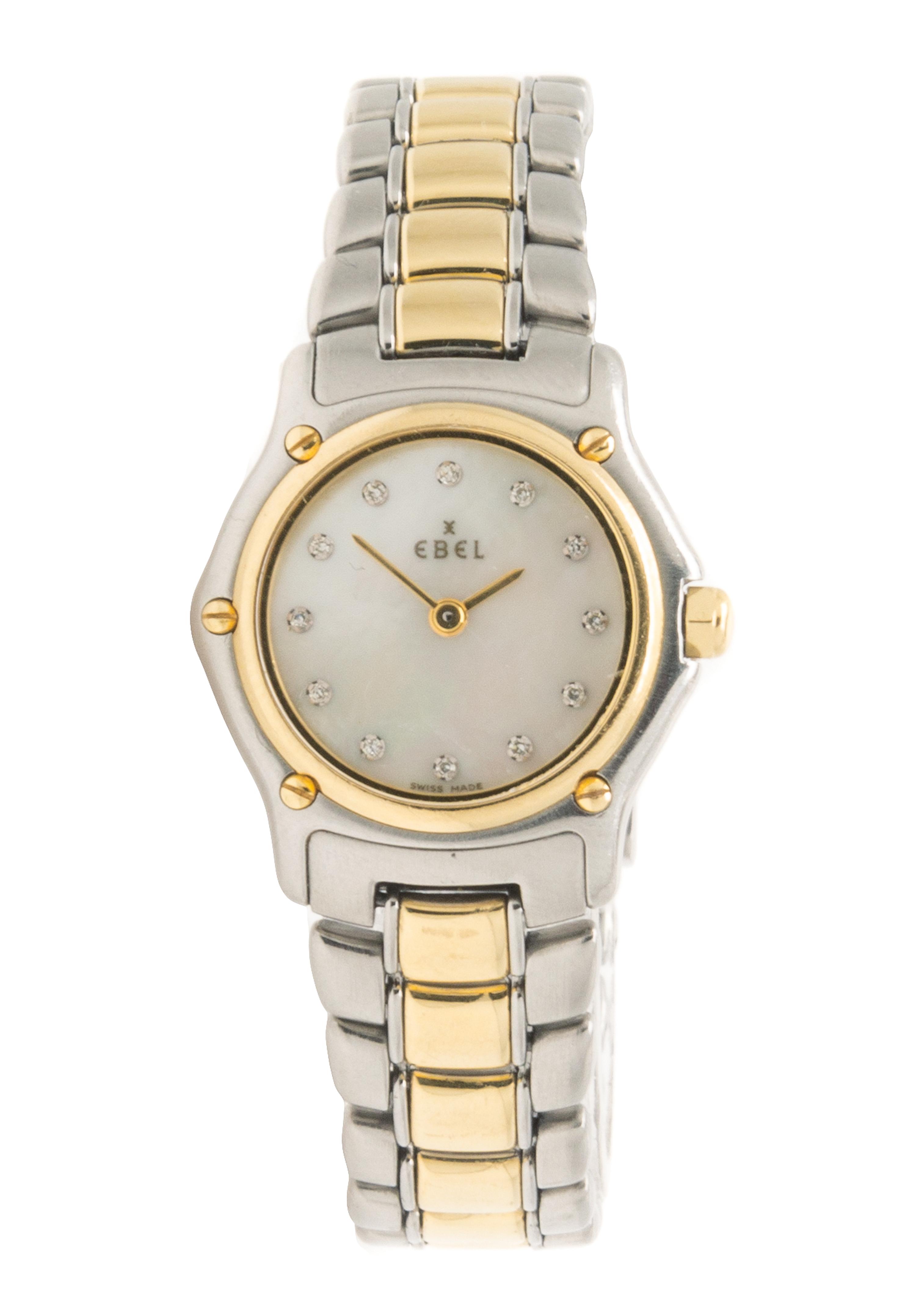 A Stainless Steel and 18 Karat Yellow Gold Wristwatch, Ebel,