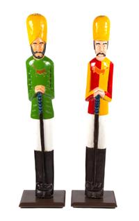 A Pair of Painted Wood Figures Height 49 inches. — 20TH CENTURY
