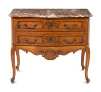 A French Provincial Fruitwood Marble-Top Commode