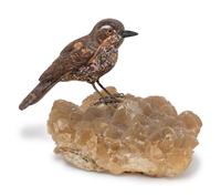 A Carved Agate Figure of a Falcon and a Carved Jasper Figure of a Wren