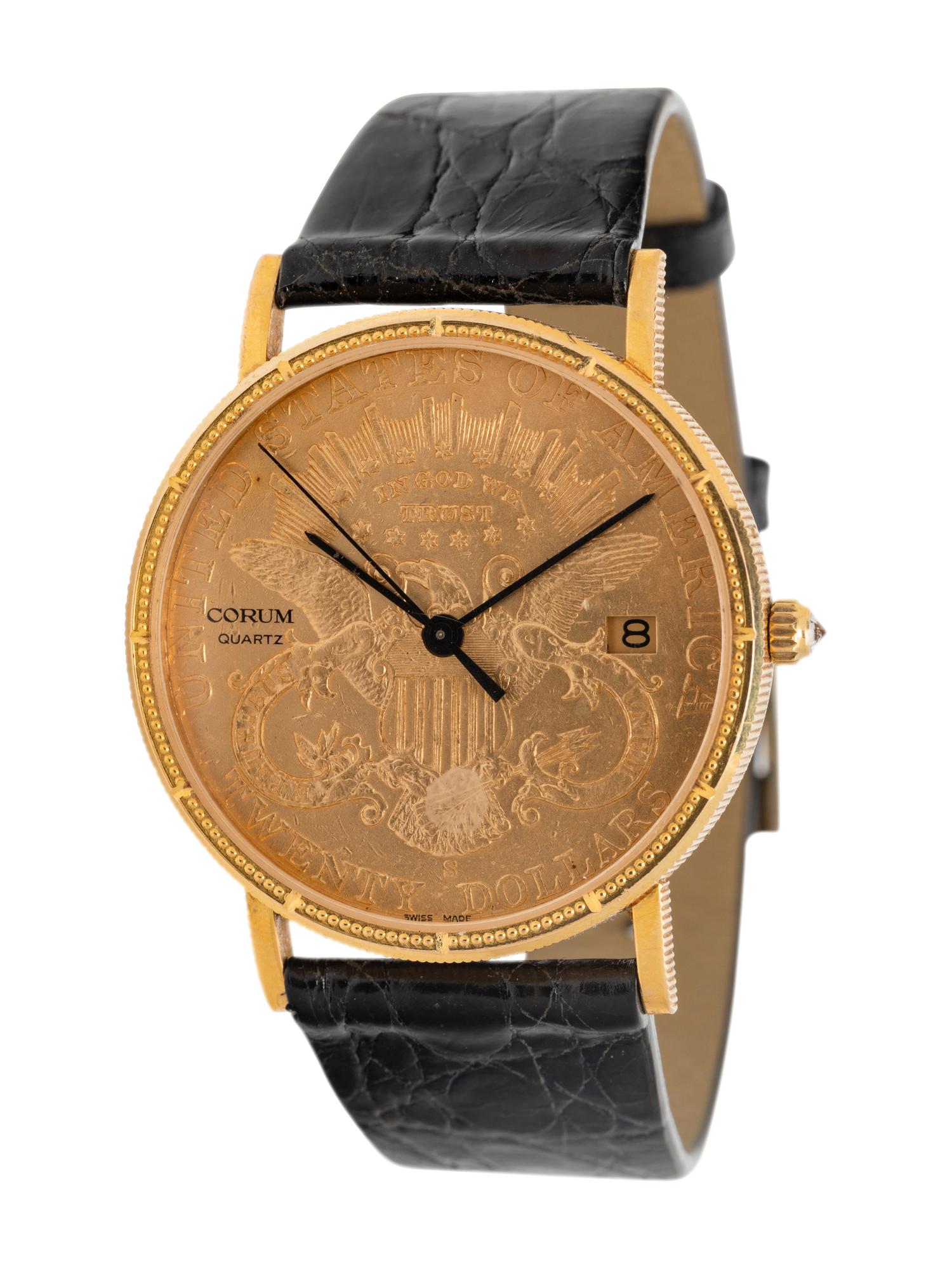 CORUM, 18K YELLOW GOLD $20 GOLD COIN WATCH
