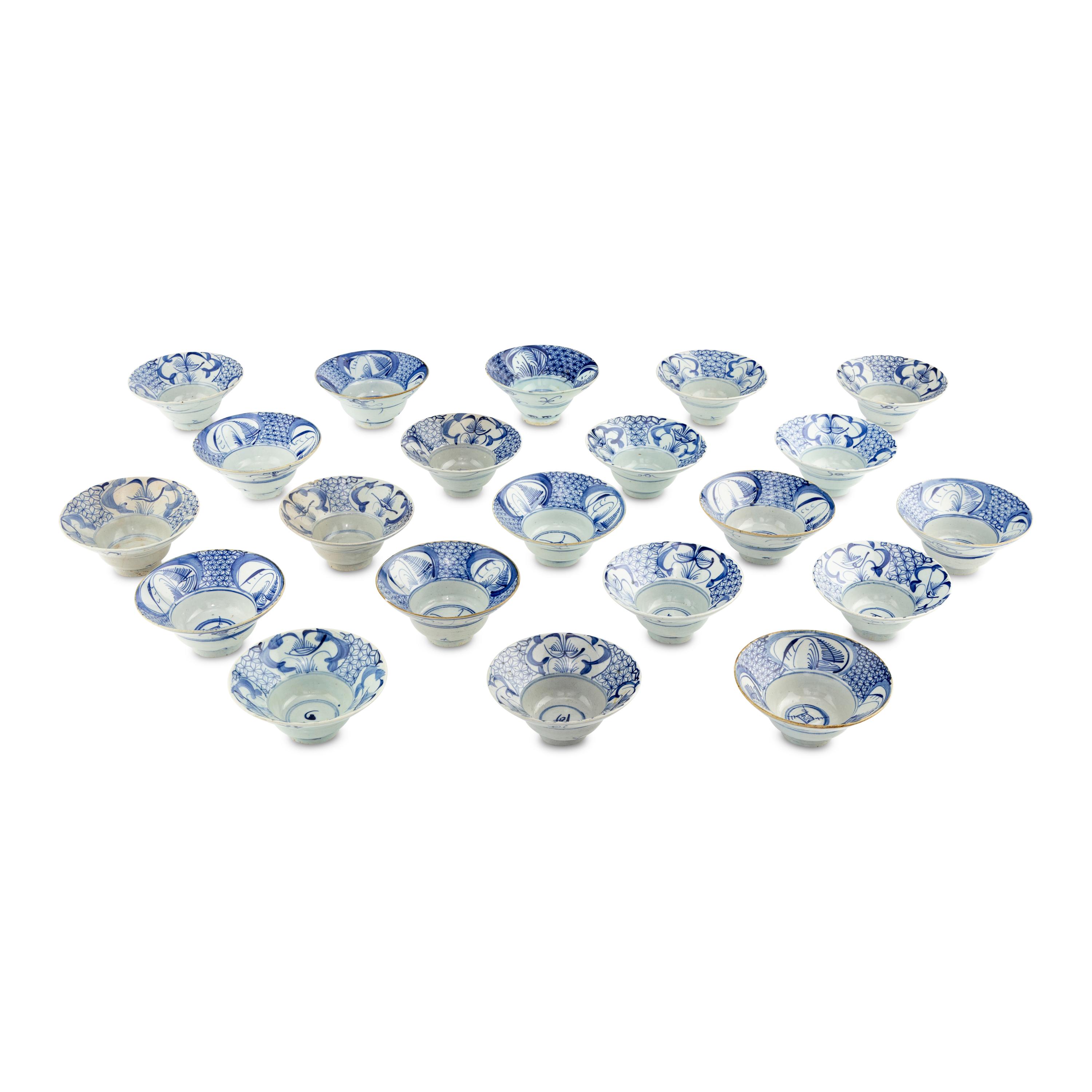 An Assembled Group of Chinese Porcelain Blue-and-White Bowls