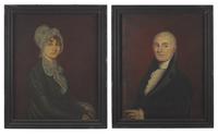 American School 19th Century, A Pair of Portraits, Deacon Ebeneser (1767-1854) and Lydia Raney Goodhue (1772-1859) , Circa 1808