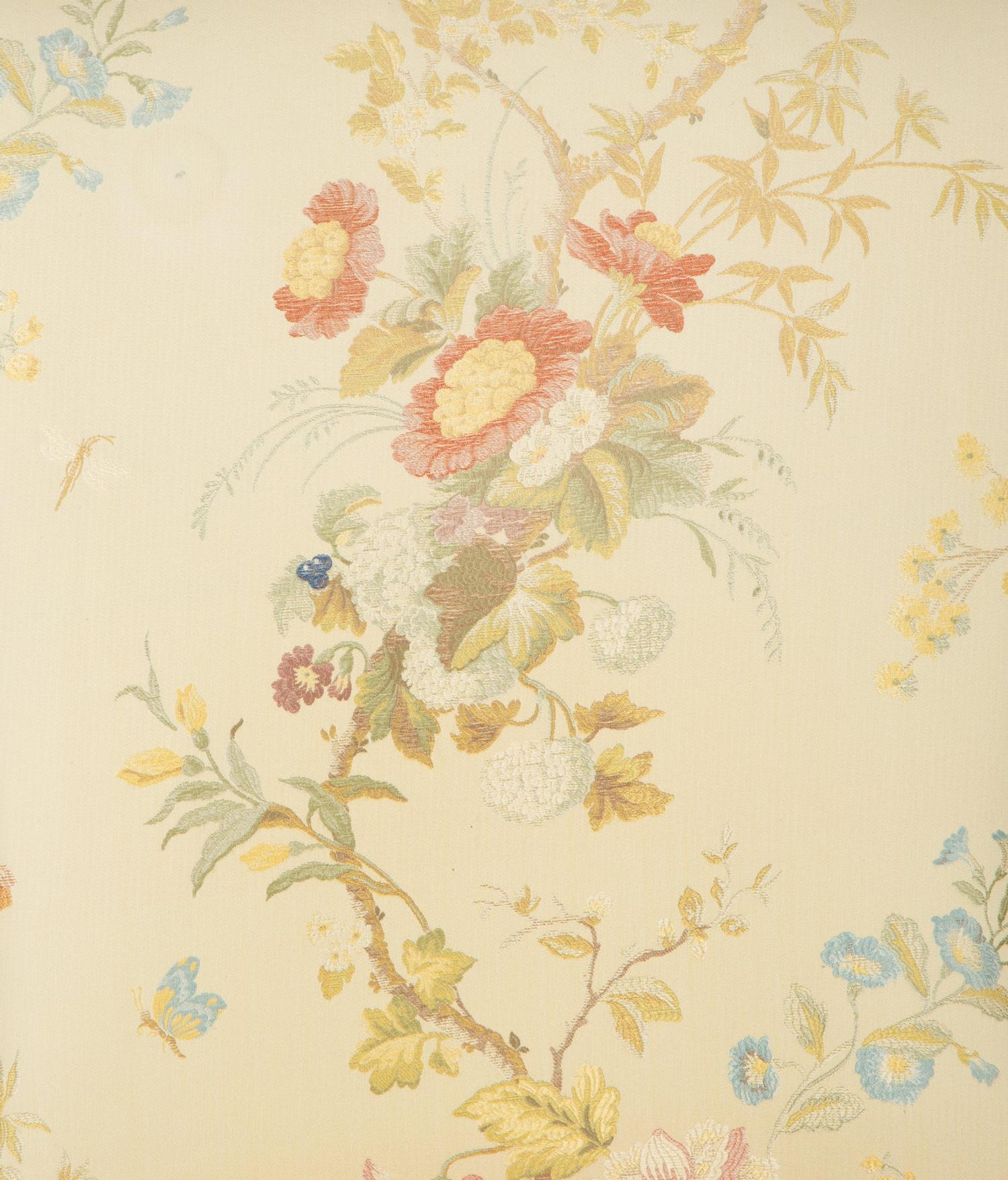 A Pair of Slipper Chairs with Scalamandré Meissen Magnolia Silk Lampas Pattern Upholstery