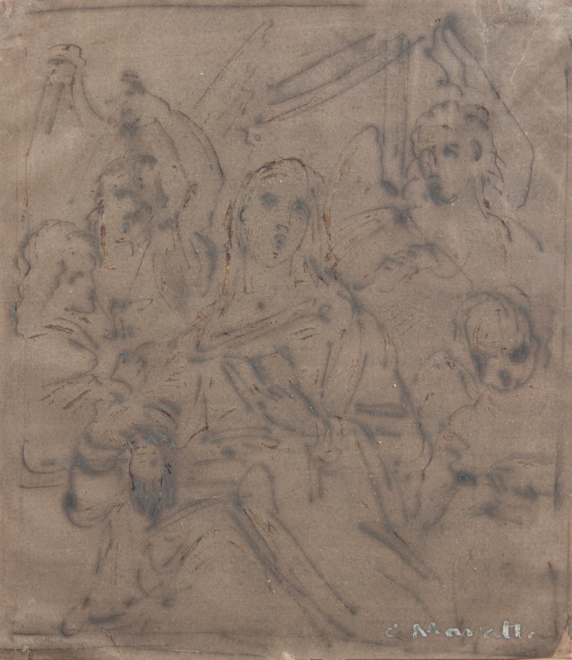 After Carlo Maratti, (Italian, 1625-1713), Study for a Biblical Scene Depicting the Madonna, together with a Marinet drawing Hussers Pr