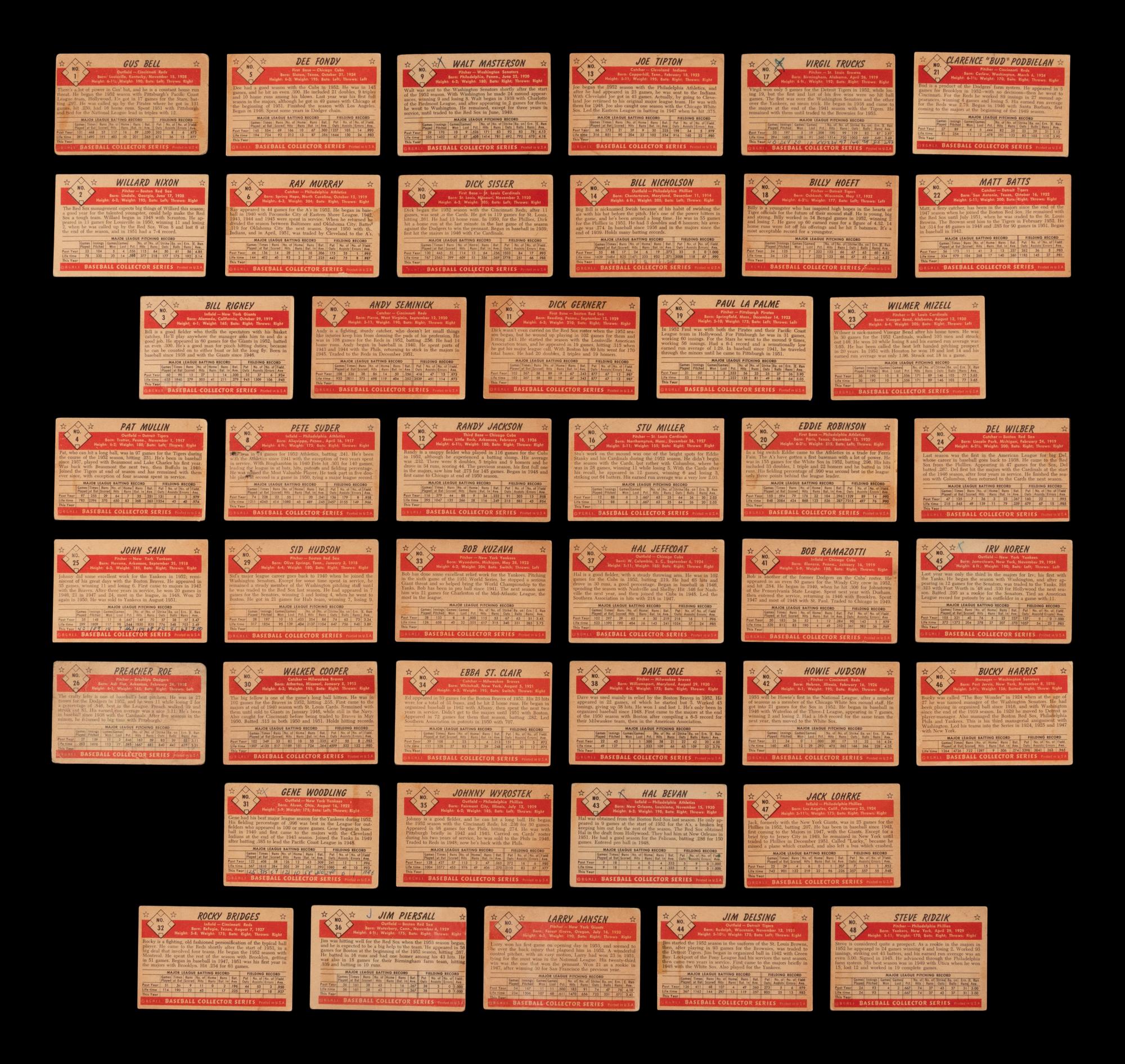 A Complete Set of 1953 Bowman Black & White Baseball Cards (64/64)