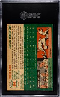 A 1954 Topps Ernie Banks Rookie Baseball Card No. 94 (SGC 2.5 GOOD+)