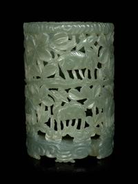 Three Chinese Carved Celadon Jade Articles