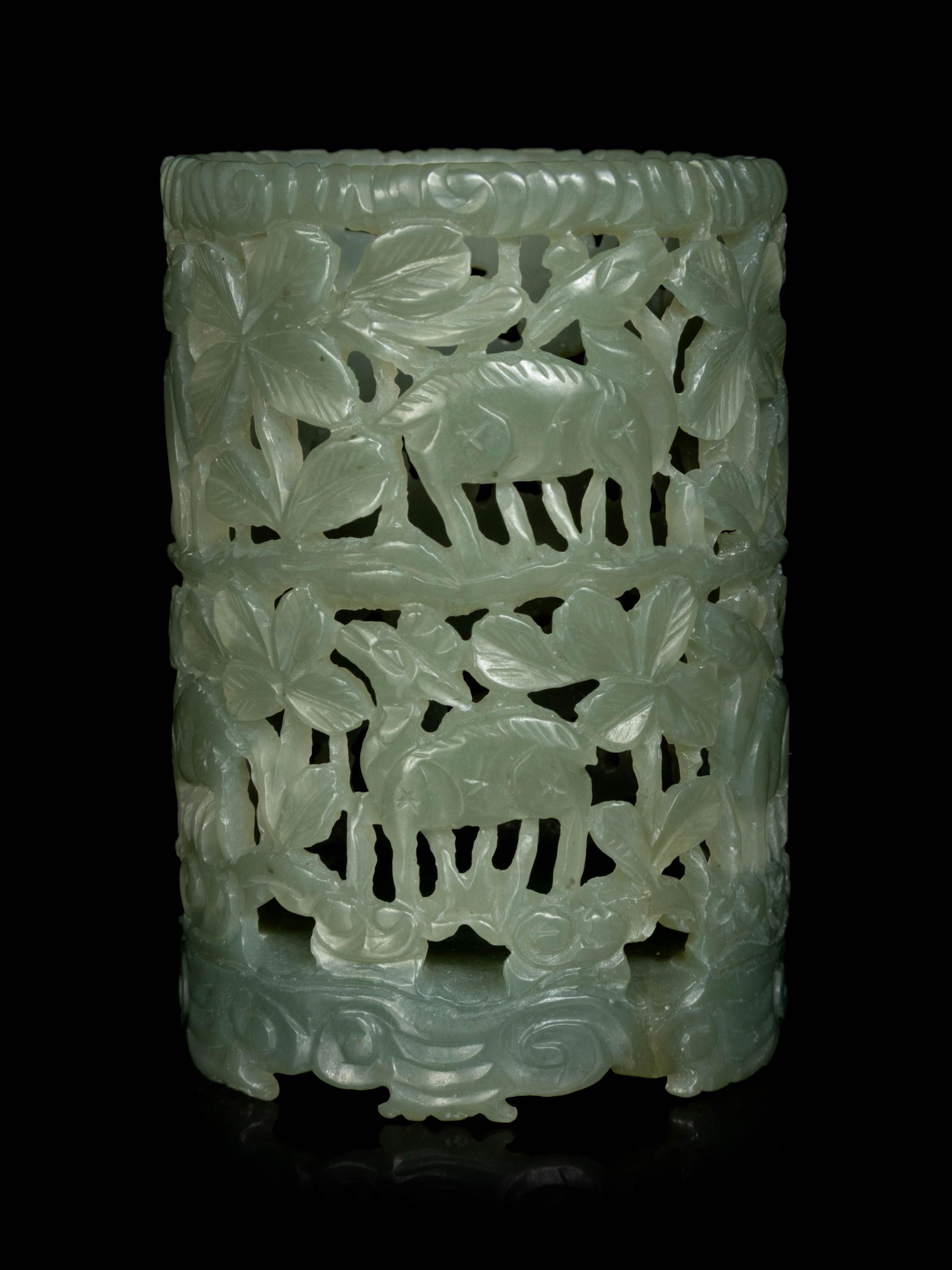 Three Chinese Carved Celadon Jade Articles