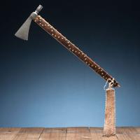 Plains Pipe Tomahawk, Decorated with Tacks and Beaded Drop