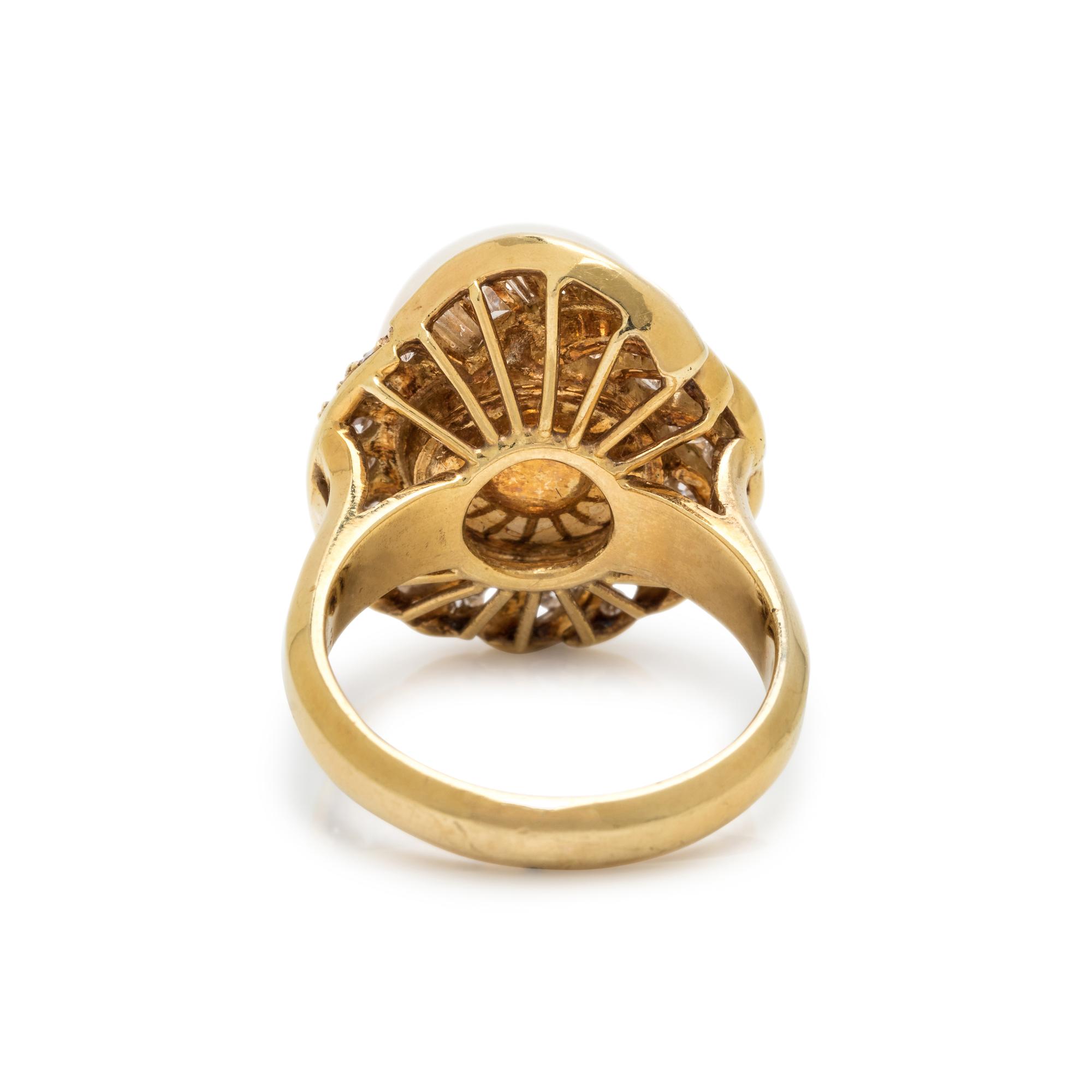 CULTURED PEARL AND DIAMOND RING