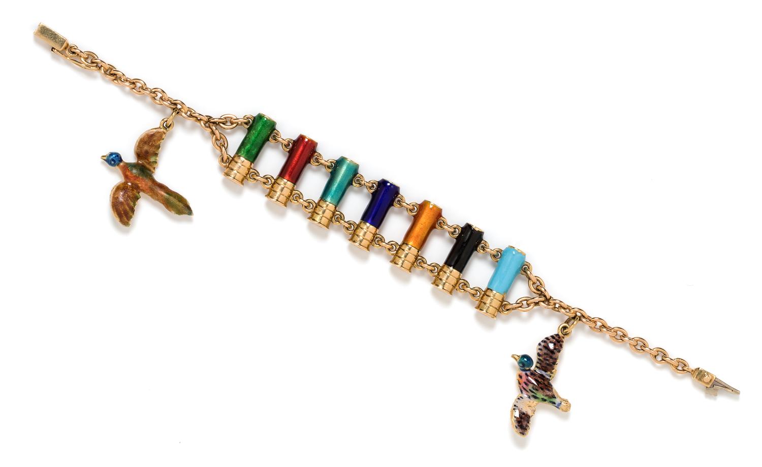A Yellow Gold and Polychrome Enamel Hunting Motif Bracelet, 33.90 dwts.