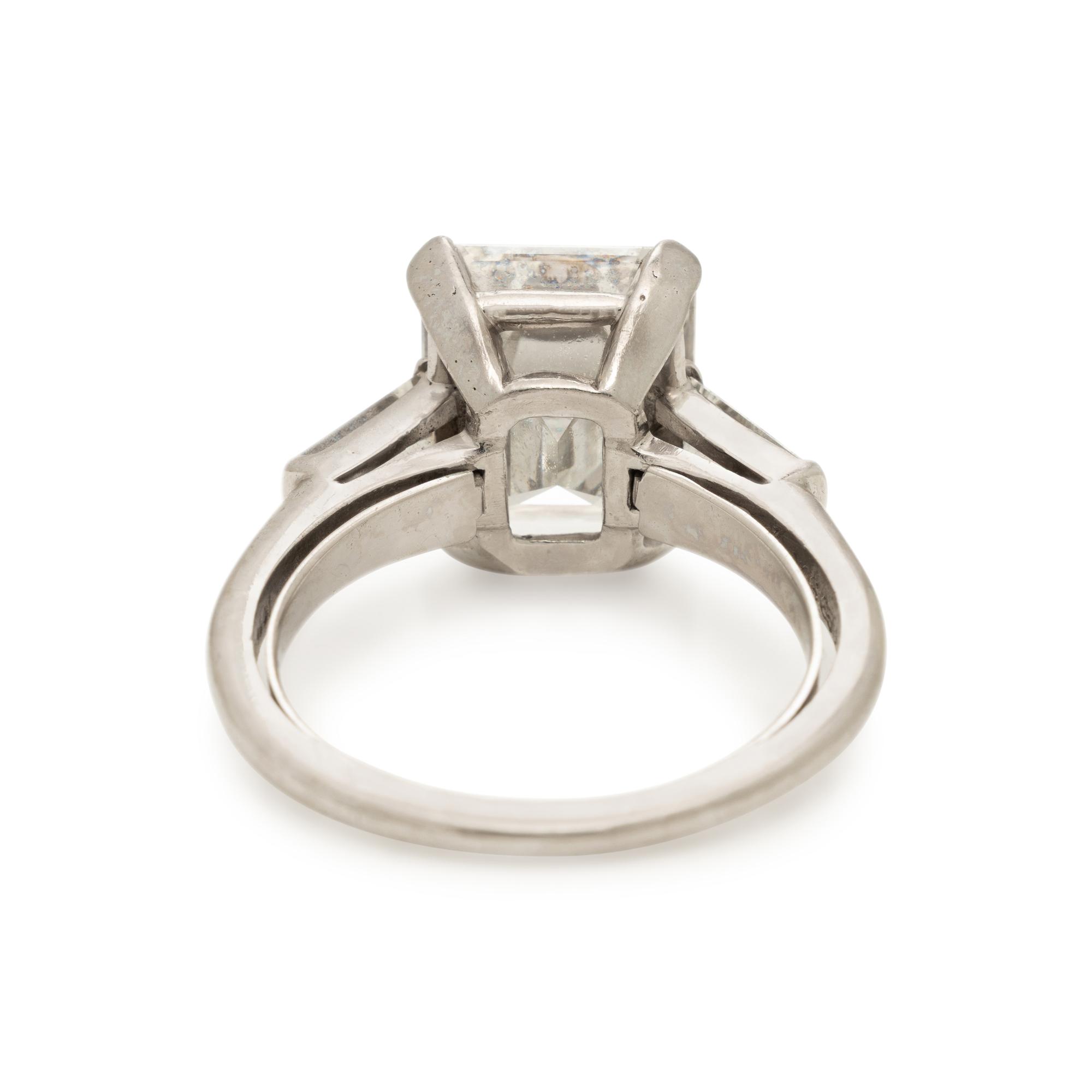 Emerald Cut Diamond and Platinum Ring