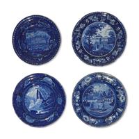 A Group of Four Staffordshire Historical Blue Plates