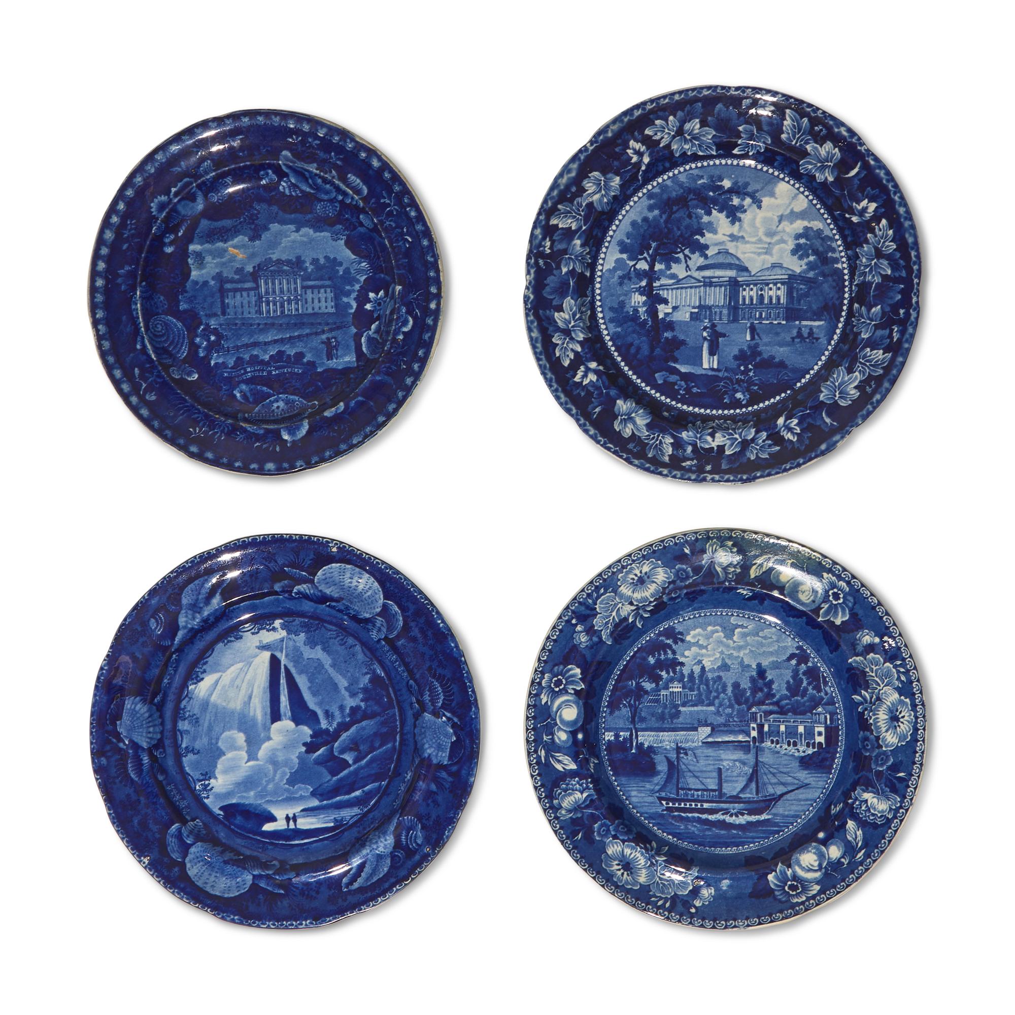 A Group of Four Staffordshire Historical Blue Plates
