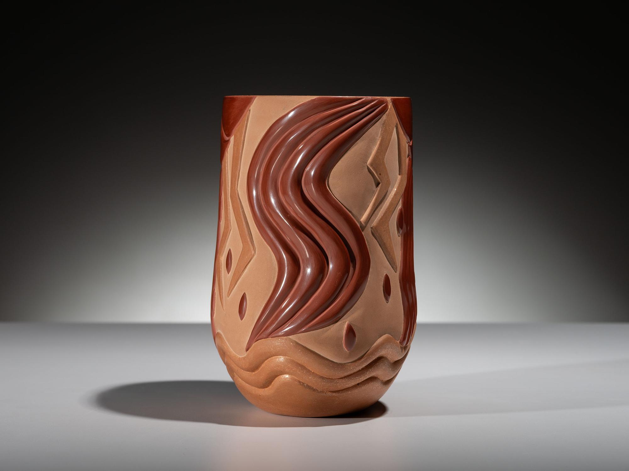 Three-Toned Pottery Vase, Elemental Rain