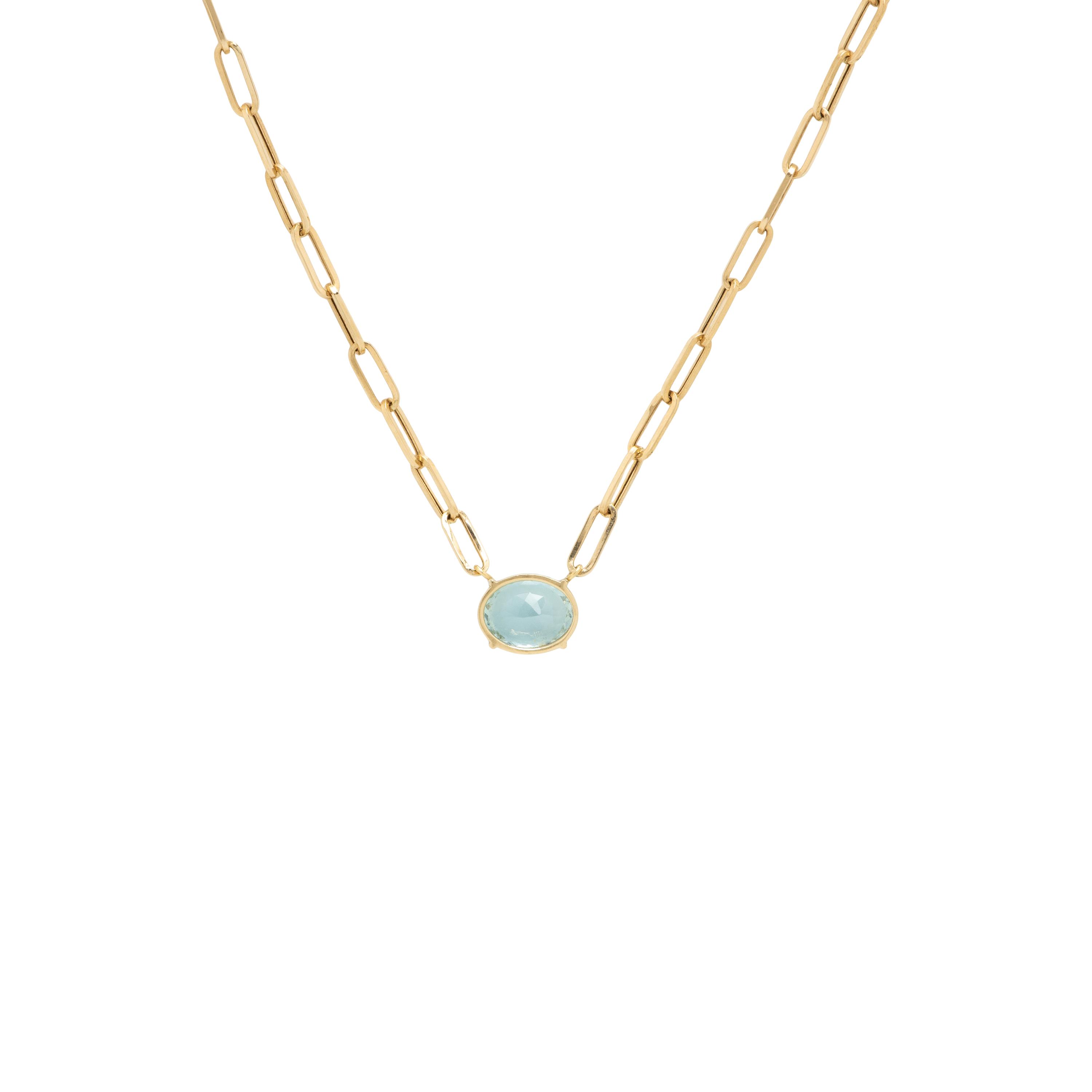 Yellow Gold and Aquamarine Necklace