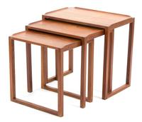 A Set of Three Danish Nesting Tables Height 21 1/4 x width 14 x depth 23 inches. — 20TH CENTURY