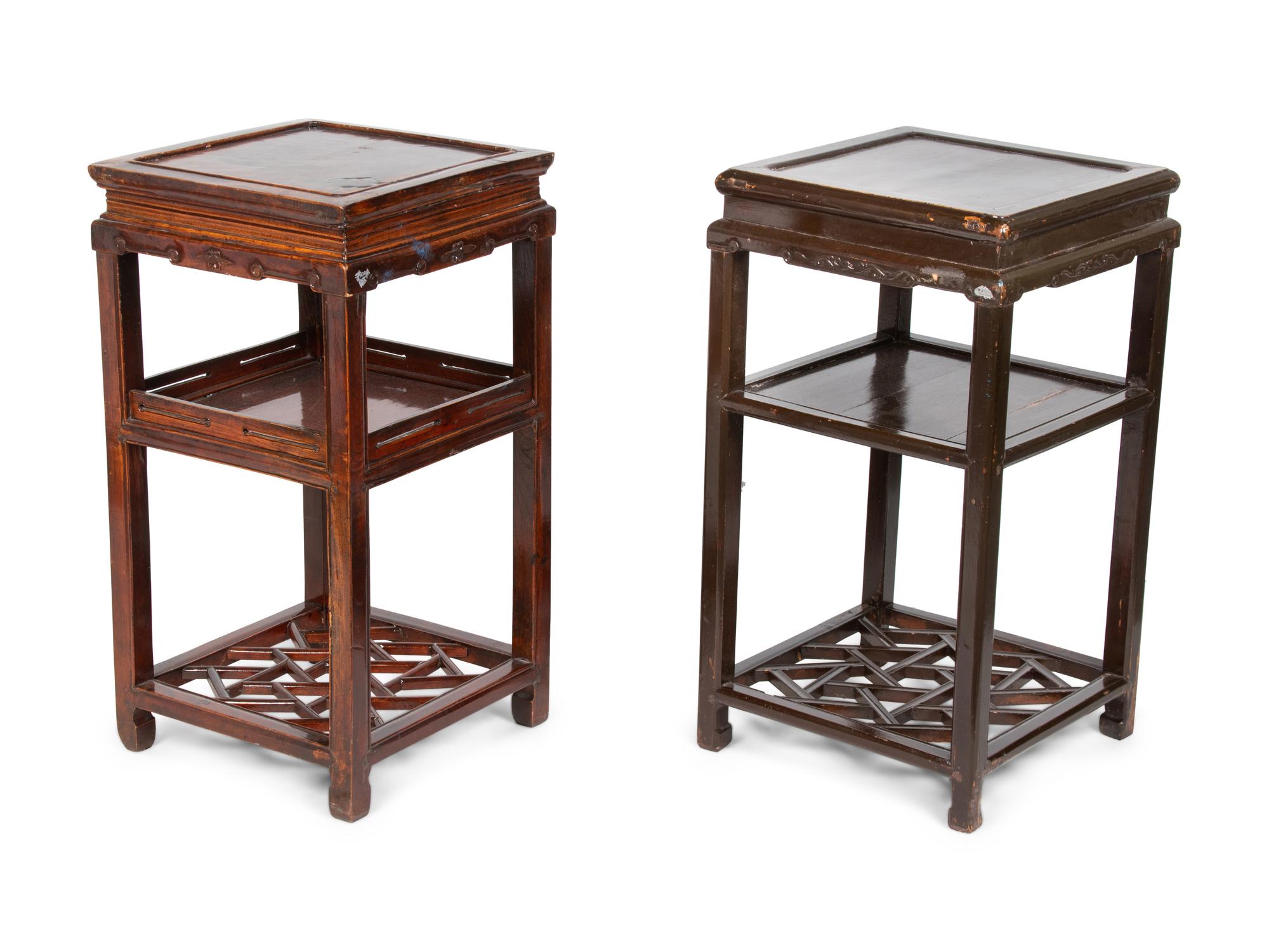 A Pair of Chinese Style Hardwood Etageres