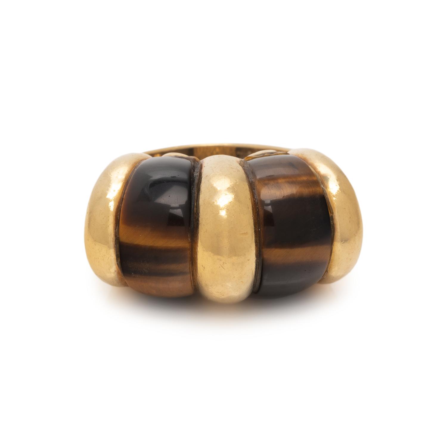 YELLOW GOLD AND TIGER'S EYE RING