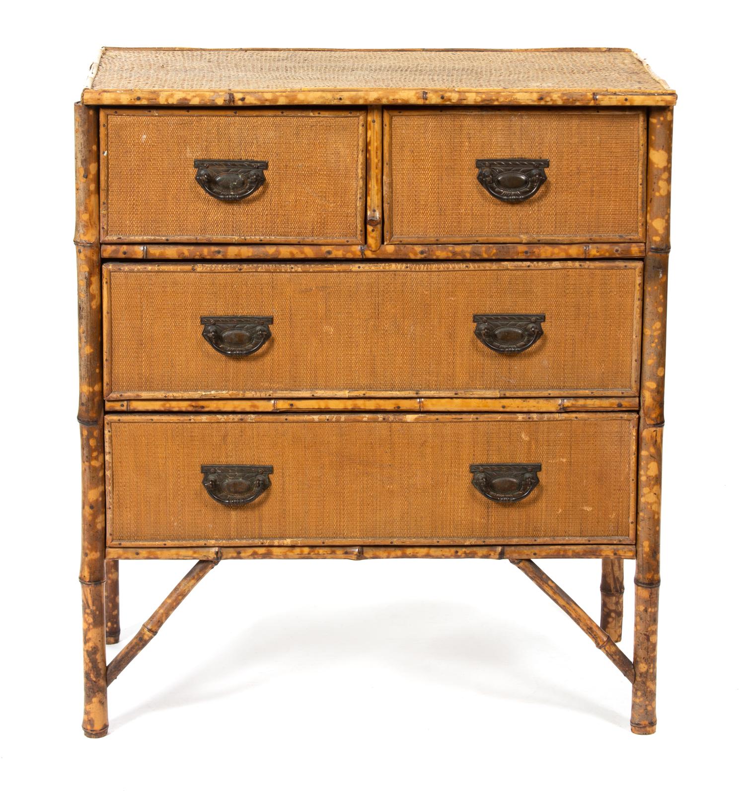A Victorian Style Bamboo and Rattan Chest of Drawers — 20TH CENTURY