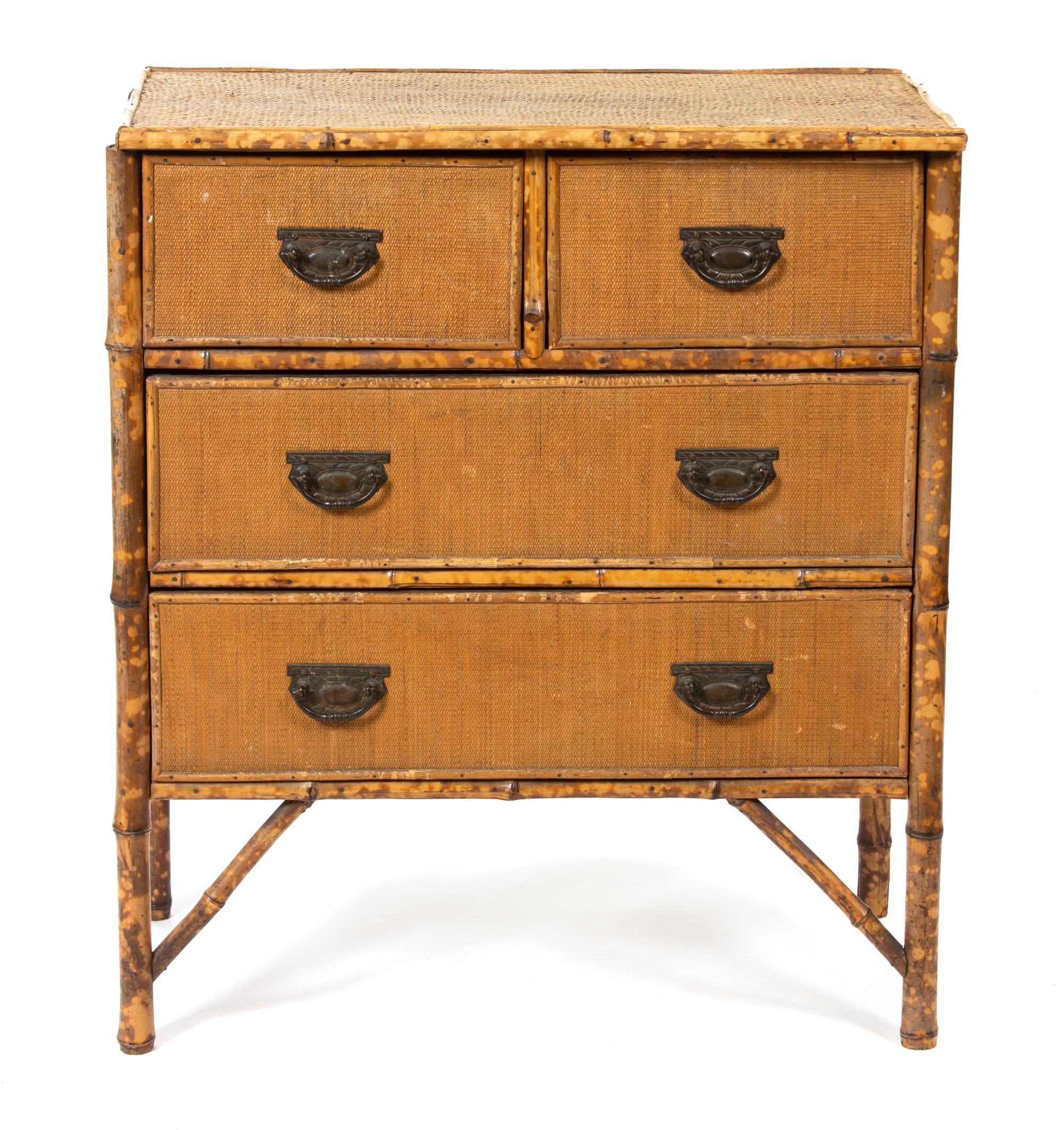 A Victorian Style Bamboo and Rattan Chest of Drawers — 20TH CENTURY