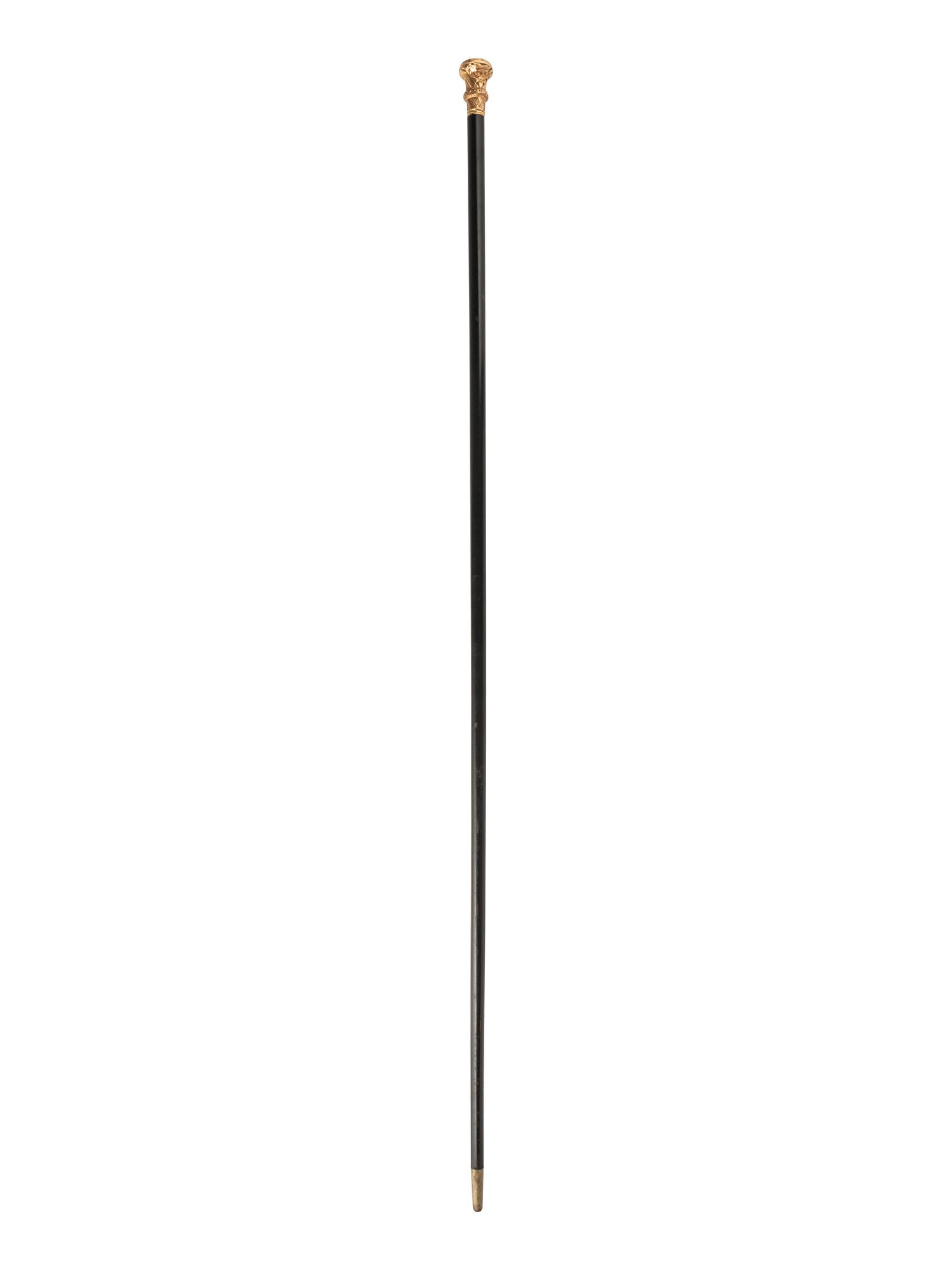 [TRANSPORTATION - RAILROAD]. Rhode Island Locomotive Works presentation walking stick with 18K gold knob.