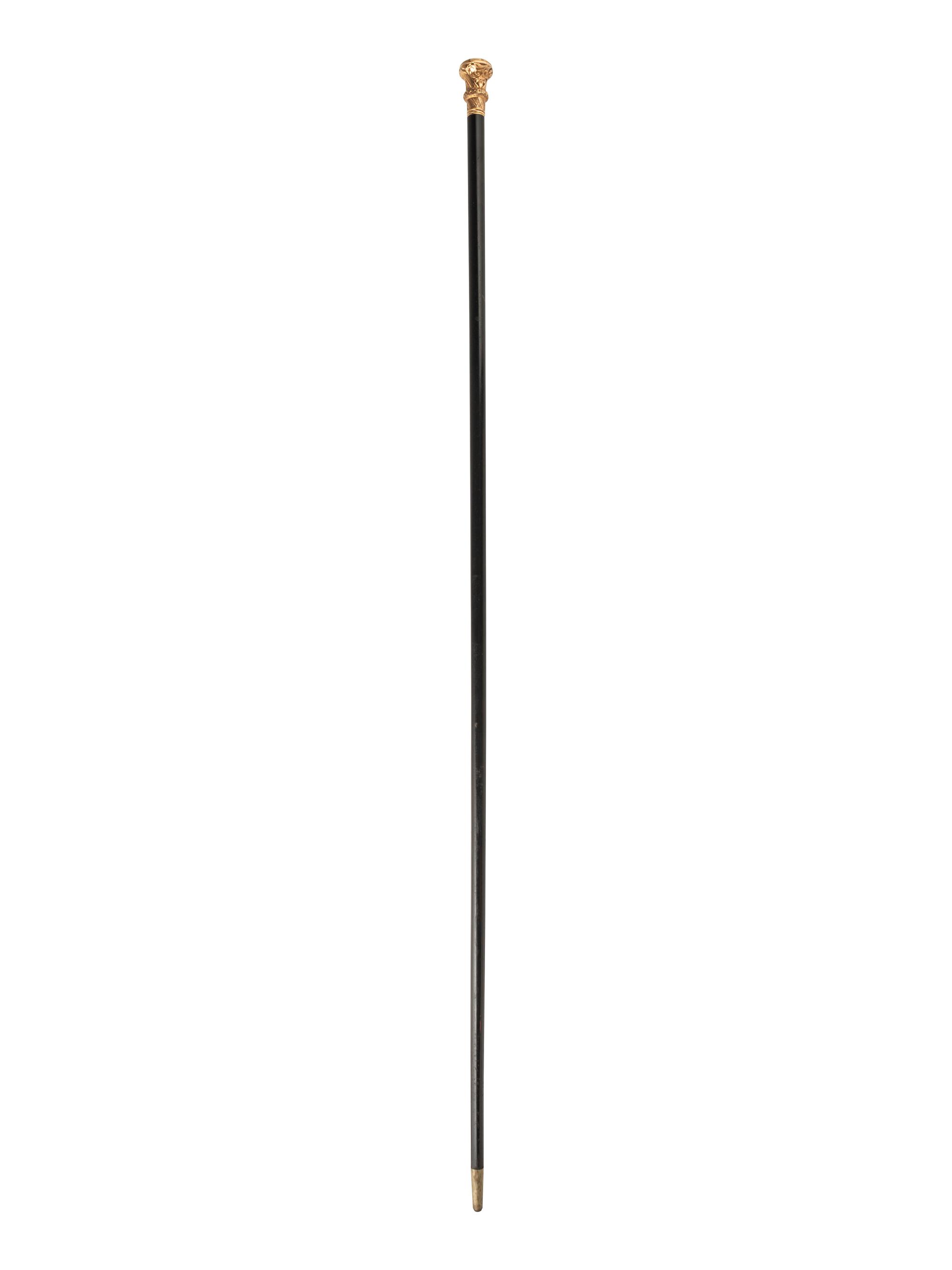 [TRANSPORTATION - RAILROAD]. Rhode Island Locomotive Works presentation walking stick with 18K gold knob.